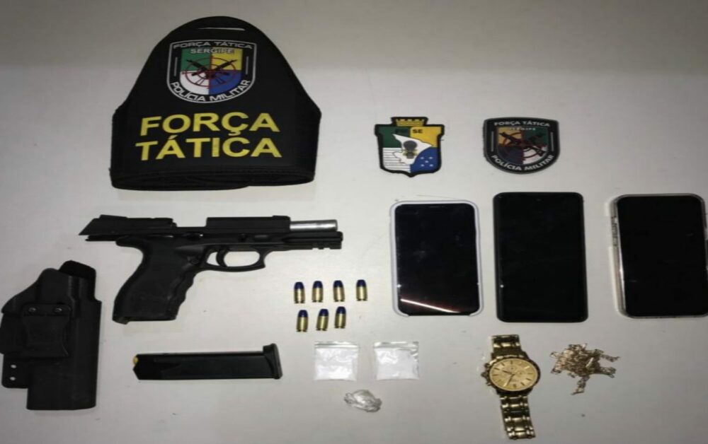 Polícia Militar prende 3 homens e apreende pistola na Taiçoca de Fora