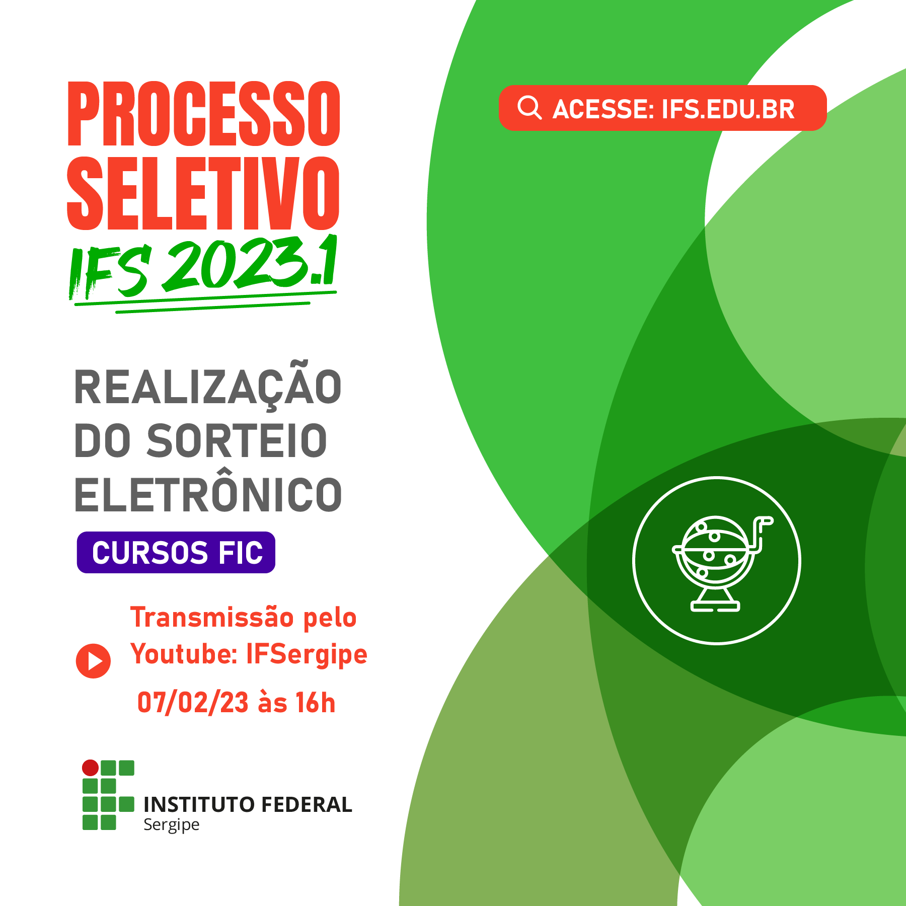 Sorteios para cursos FIC EaD será realizado na próxima terça, 07 – IFS