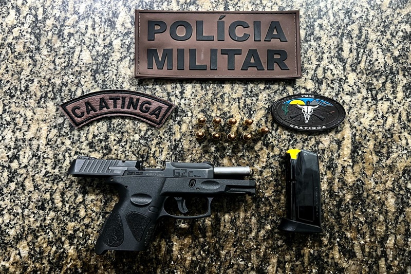 Polícia Militar apreende pistola 9mm em Nossa Senhora da Glória