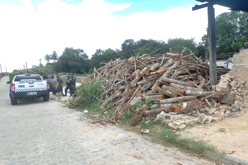 Polícia Militar flagra depósito ilegal de madeira em Itabaiana