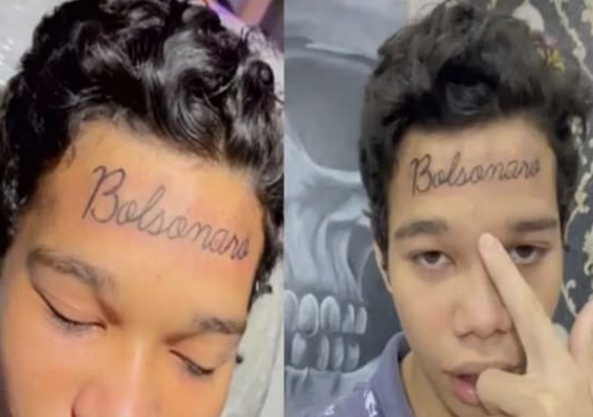 Adolescente de 17 anos tatua o nome de Bolsonaro na testa