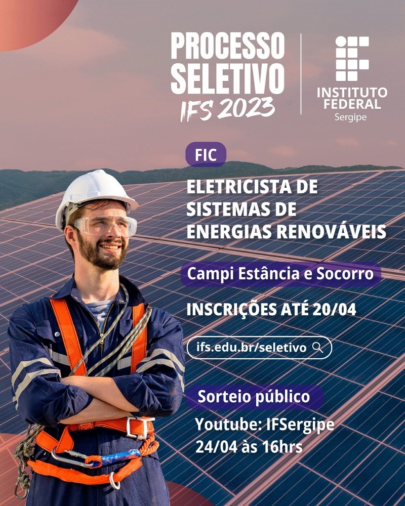 Campi Estância e Socorro abrem inscrições para curso de Eletricista de Sistemas de Energias Renováveis