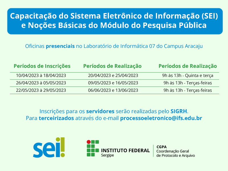 Coordenação Geral de Protocolo e Arquivo realiza oficinas do SEI para servidores