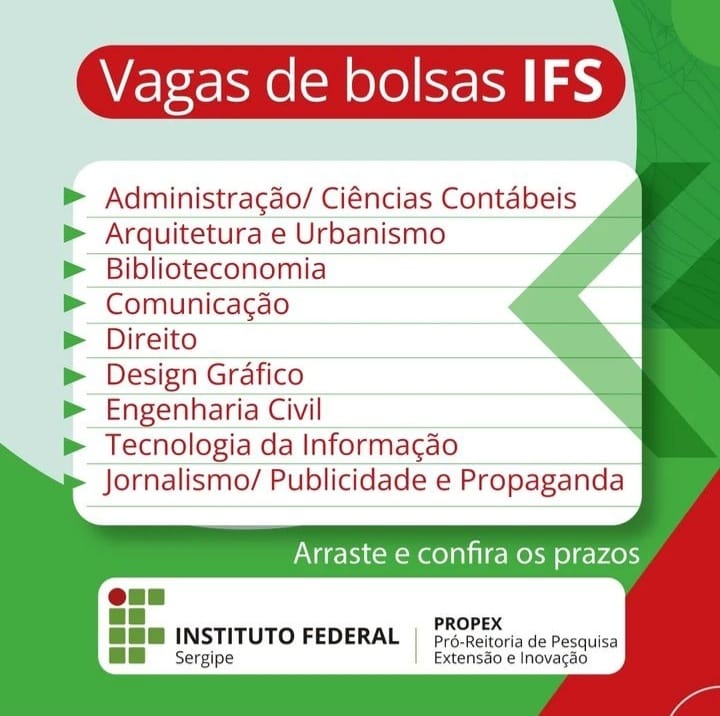 IFS reabre edital para seleção de bolsistas graduandos em diversas áreas