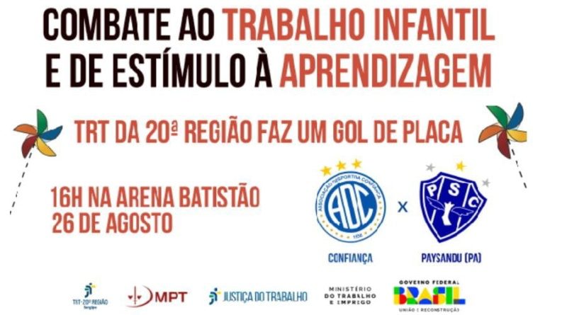 TRT-20 em parceria com FSF realiza campanha de combate ao trabalho infantil em jogo na Arena Batistão