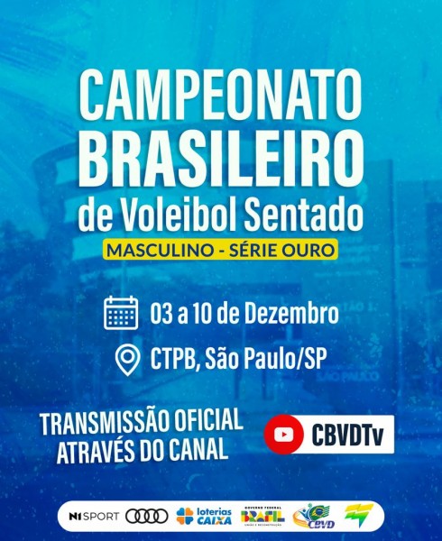 Campeonato Brasileiro de Vôlei Sentado Masculino – Série Ouro – acontecerá de 3 a 9 de dezembro