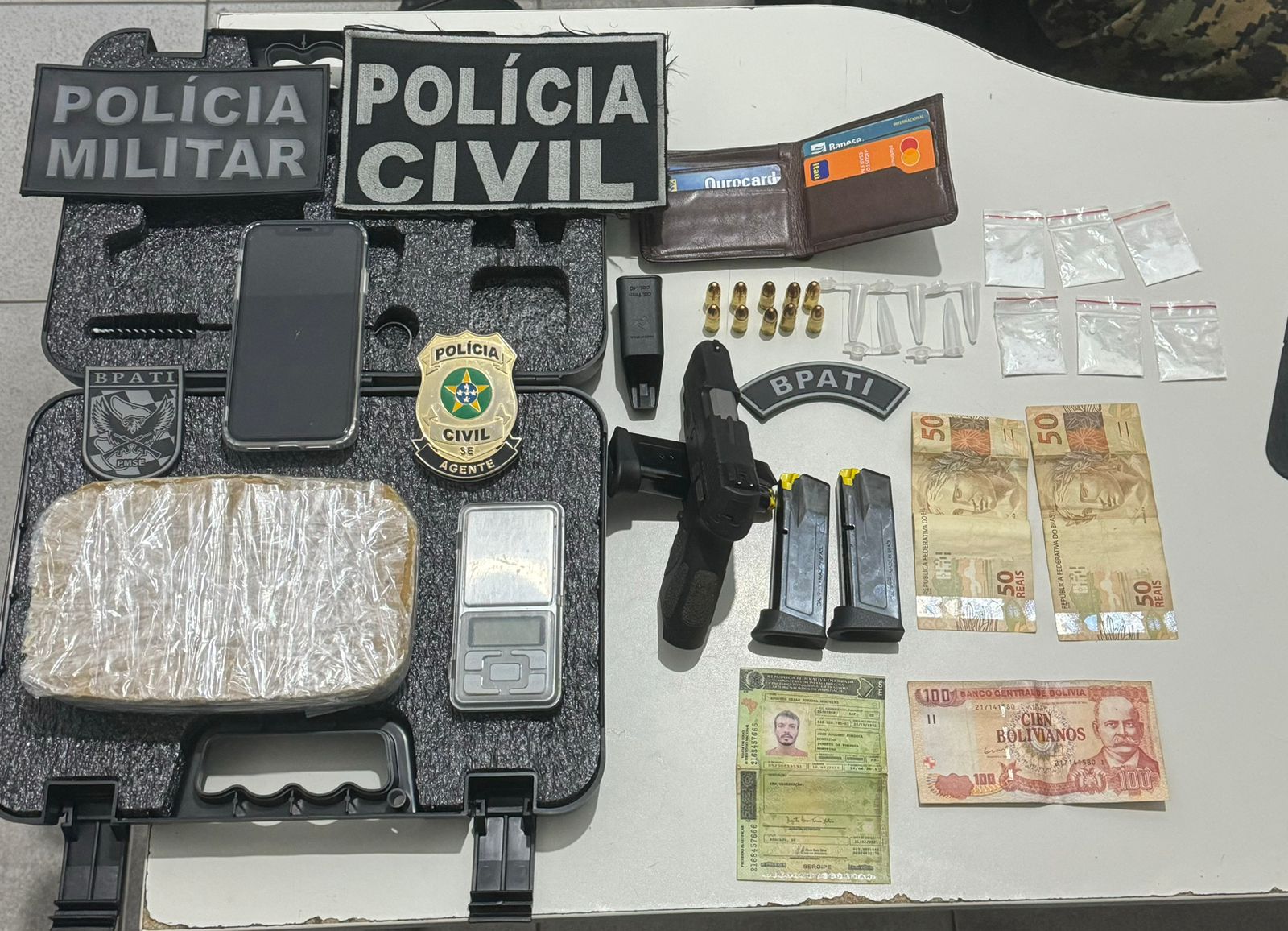 Ação conjunta prende suspeito de tráfico e apreende drogas e arma de fogo em Lagarto