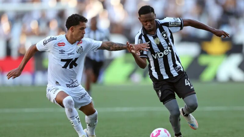 Botafogo fica duas vezes à frente, mas cede empate ao Santos no Rio