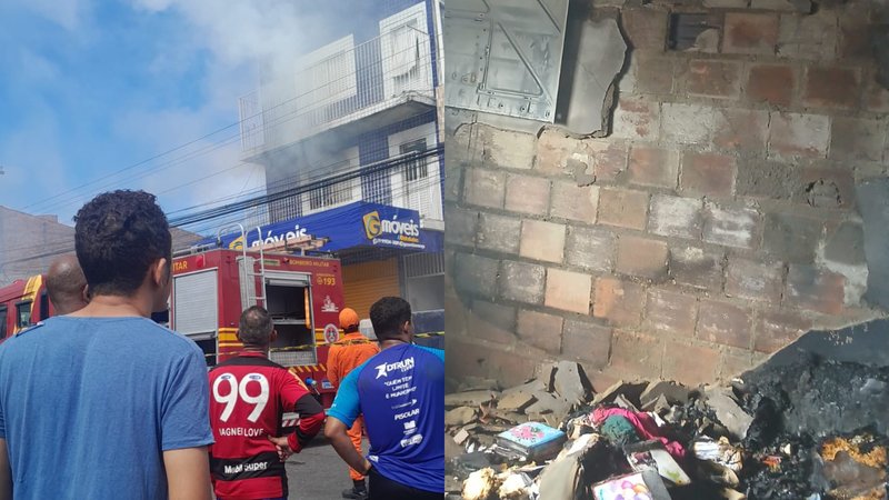 Incêndio atinge residência e loja de móveis no bairro Santos Dumont, em Aracaju