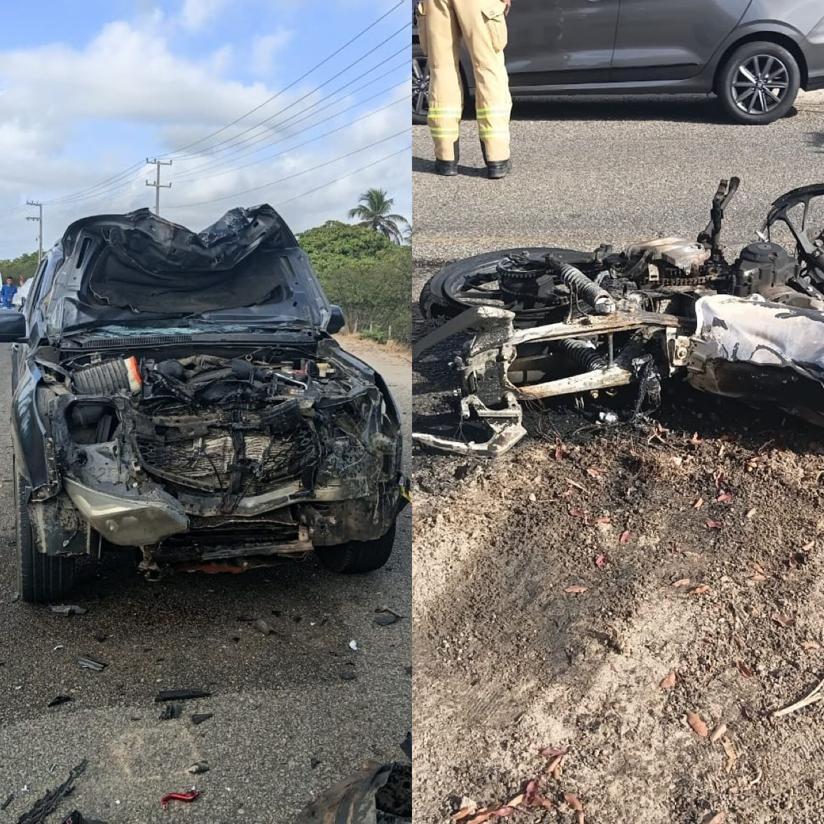 Tragédia na SE-100: Motociclista inabilitado morre após colisão frontal com caminhonete na Barra dos Coqueiros