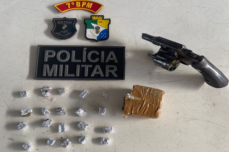 Operação conjunta entre PMSE e PCMG resulta na apreensão de arma de fogo e drogas em Lagarto