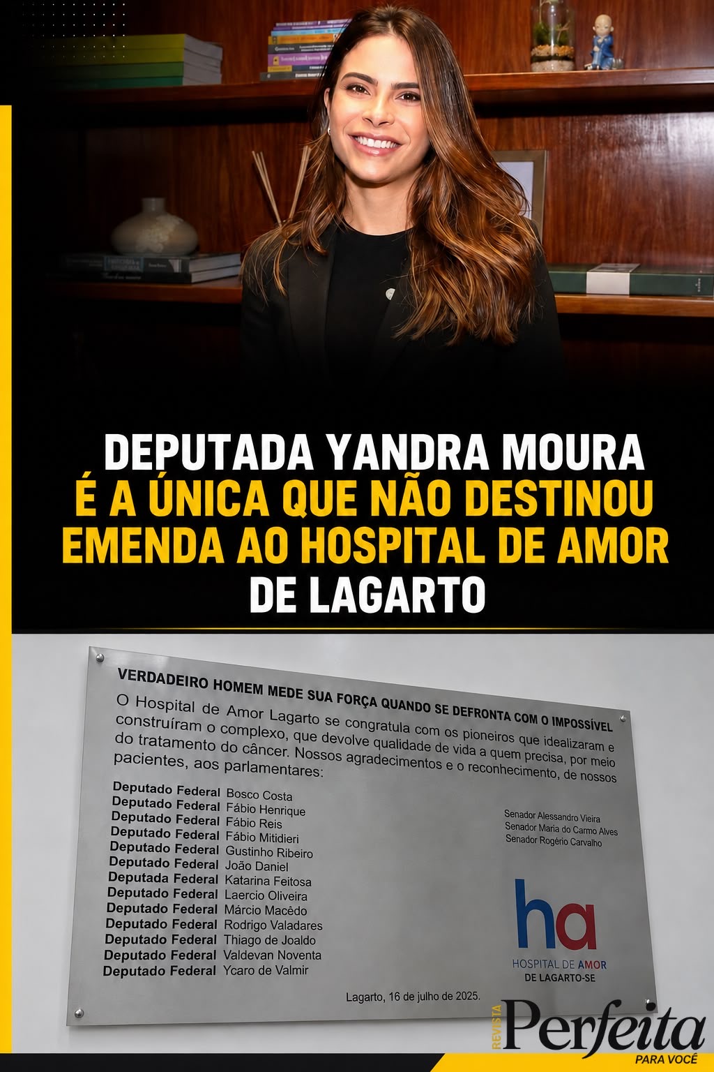 Yandra Moura não aparece entre parlamentares que destinaram recursos ao Hospital de Amor de Lagarto
