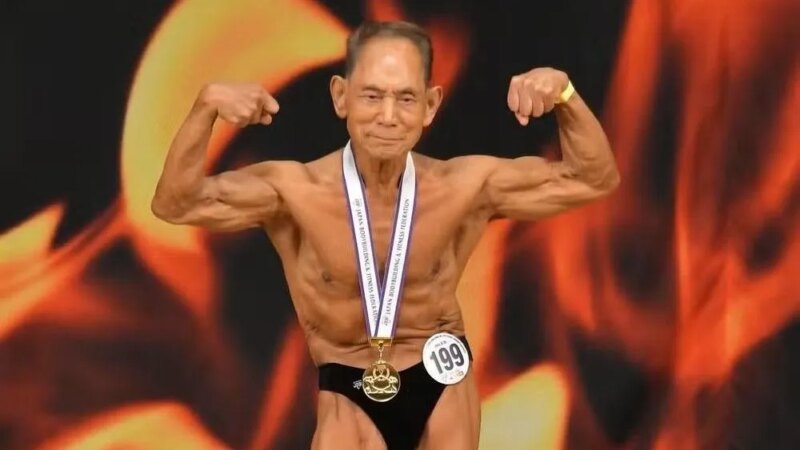 Vegetariano, japonês de 90 anos vence campeonato de fisiculturismo